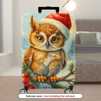 1-Piece Christmas Owl Winter Snow Holiday Red  Suitcase Luggage Cover, Stretch Protective Sleeve