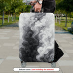 1-Piece Abstract Black White Smoke Cloud Swirl Artistic  Suitcase Luggage Cover, Stretch Protective Sleeve