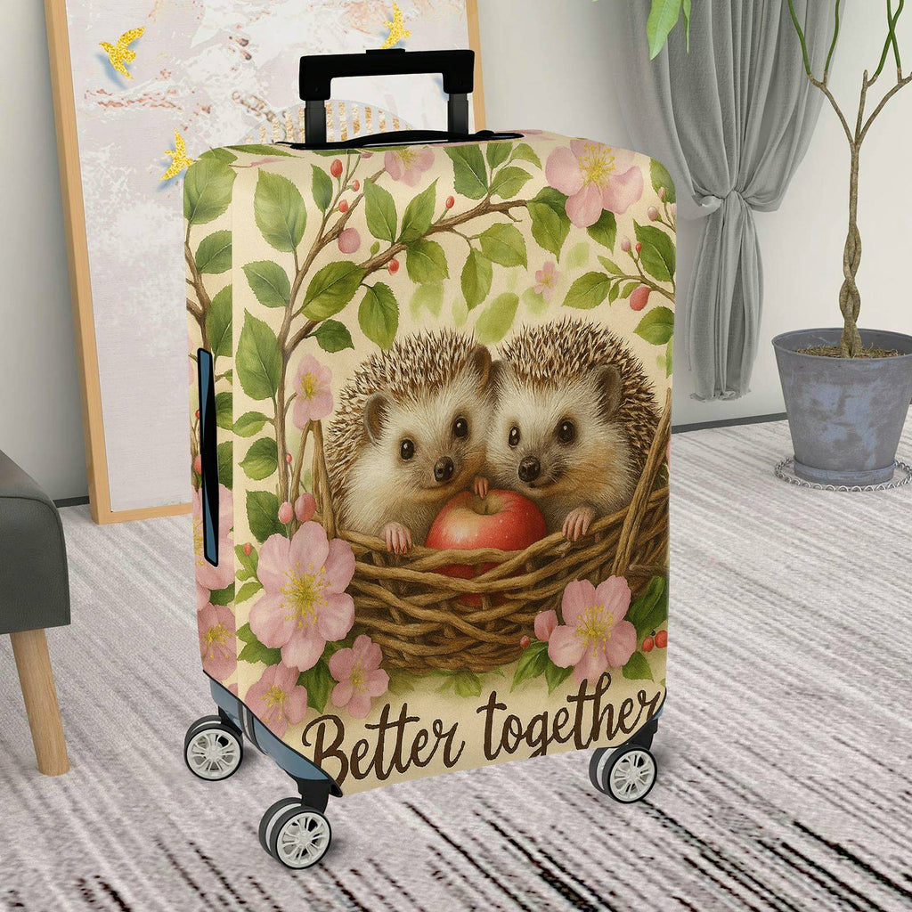1-Piece Hedgehog Apple Floral Basket Love Cute  Suitcase Luggage Cover, Stretch Protective Sleeve