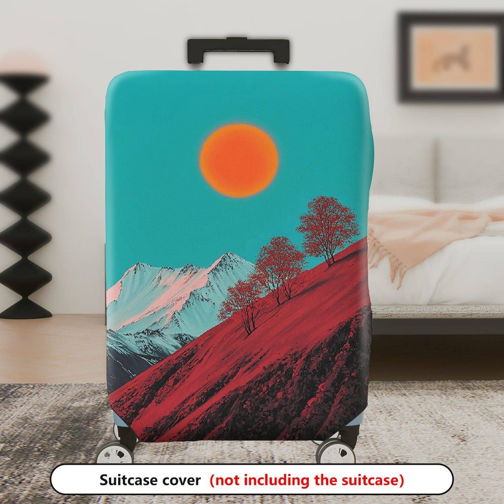 1-Piece Sunset Mountain Landscape Artistic Tree Minimalist  Suitcase Luggage Cover, Stretch Protective Sleeve