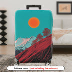 1-Piece Sunset Mountain Landscape Artistic Tree Minimalist  Suitcase Luggage Cover, Stretch Protective Sleeve