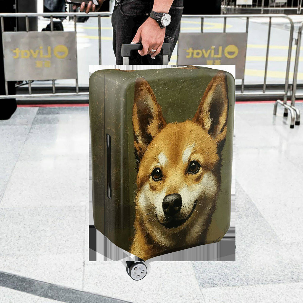 1-Piece Animal Ear Artistic Green Nature Travel  Suitcase Luggage Cover, Stretch Protective Sleeve