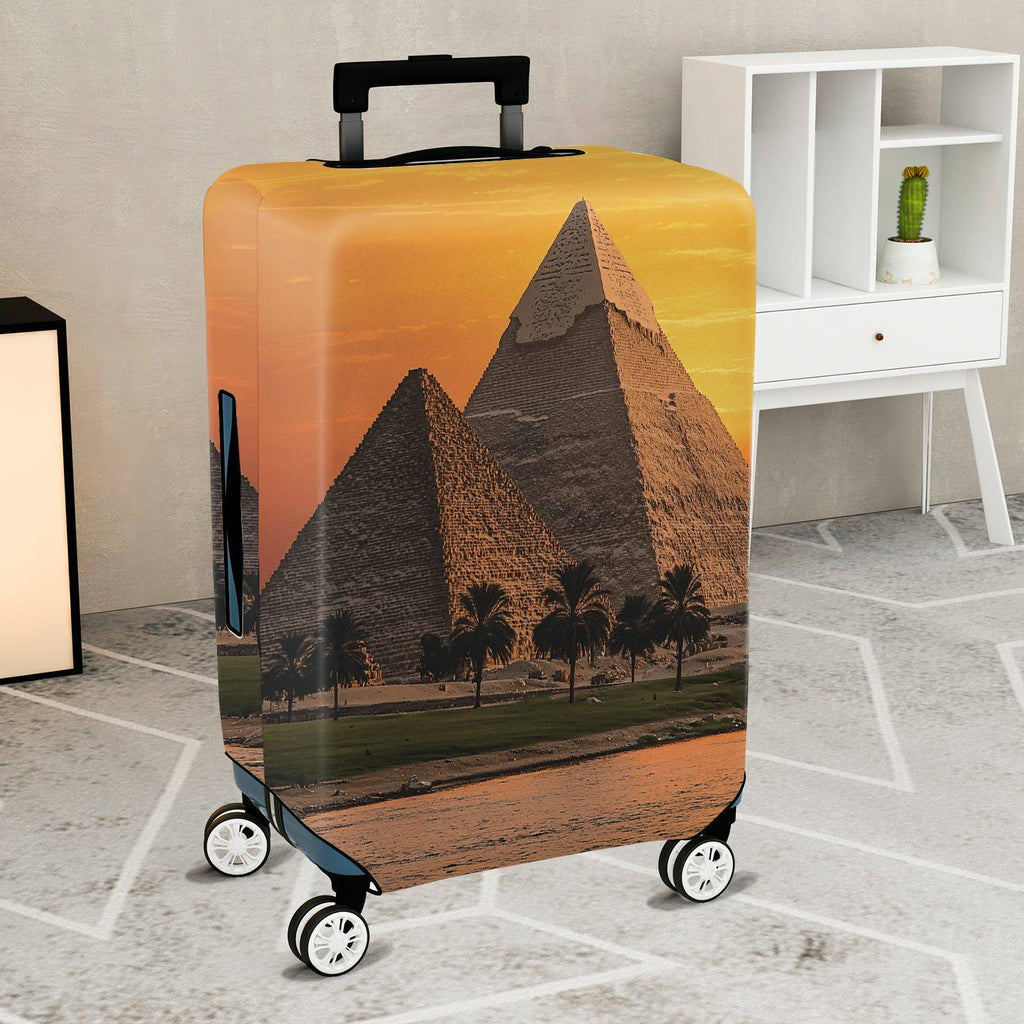 1-Piece Egypt Pyramid Sunset Desert Landscape Travel  Suitcase Luggage Cover, Stretch Protective Sleeve