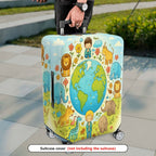 1-Piece Animal World Map Nature Earth  Suitcase Luggage Cover, Stretch Protective Sleeve