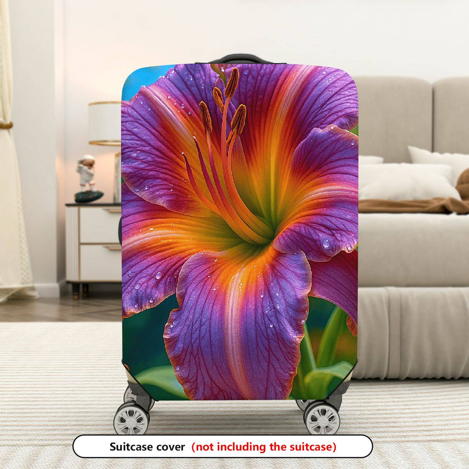 1-Piece Flower Pattern Colorful Artistic Vibrant Nature Beautiful  Suitcase Luggage Cover, Stretch Protective Sleeve