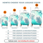 1-Piece Cute Seal Ocean Blue Raindrop Artful  Suitcase Luggage Cover, Stretch Protective Sleeve