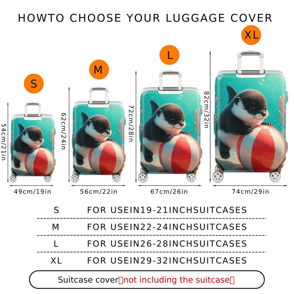 1-Piece Cute Penguin Coral Sea Bubble Beach Ball  Suitcase Luggage Cover, Stretch Protective Sleeve