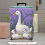 1-Piece Goose Lavender Family Purple Scenic Artistic  Suitcase Luggage Cover, Stretch Protective Sleeve