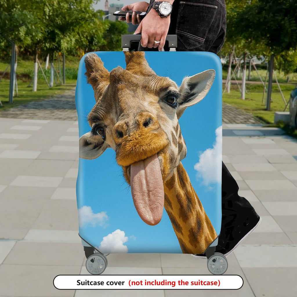 1-Piece Cute Giraffe Funny Animal Nature Blue Sky  Suitcase Luggage Cover, Stretch Protective Sleeve
