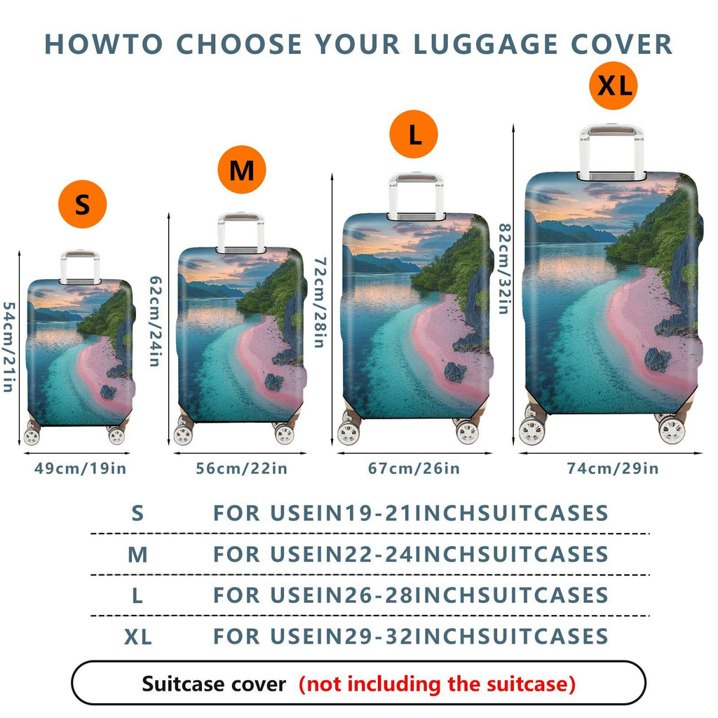 1-Piece Sunset Beach Ocean Nature Landscape Scenic  Suitcase Luggage Cover, Stretch Protective Sleeve
