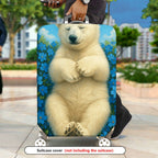 1-Piece Cute Bear Floral Blue Sky Butterfly  Suitcase Luggage Cover, Stretch Protective Sleeve