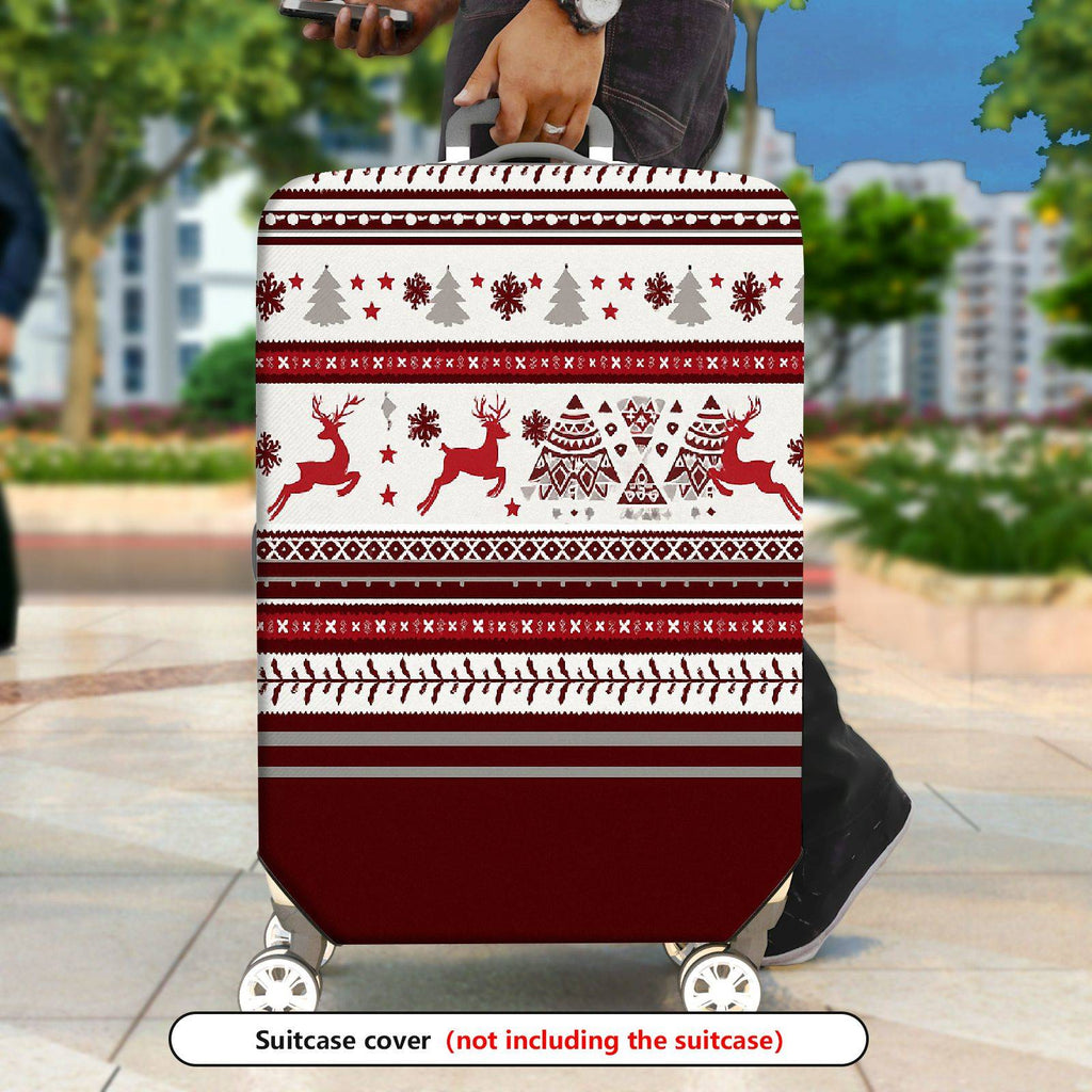 1-Piece Reindeer Snowflakes Christmas Winter Holiday Festive  Suitcase Luggage Cover, Stretch Protective Sleeve