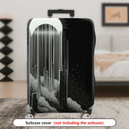 1-Piece Black White Abstract Geometric Futuristic Minimalistic  Suitcase Luggage Cover, Stretch Protective Sleeve