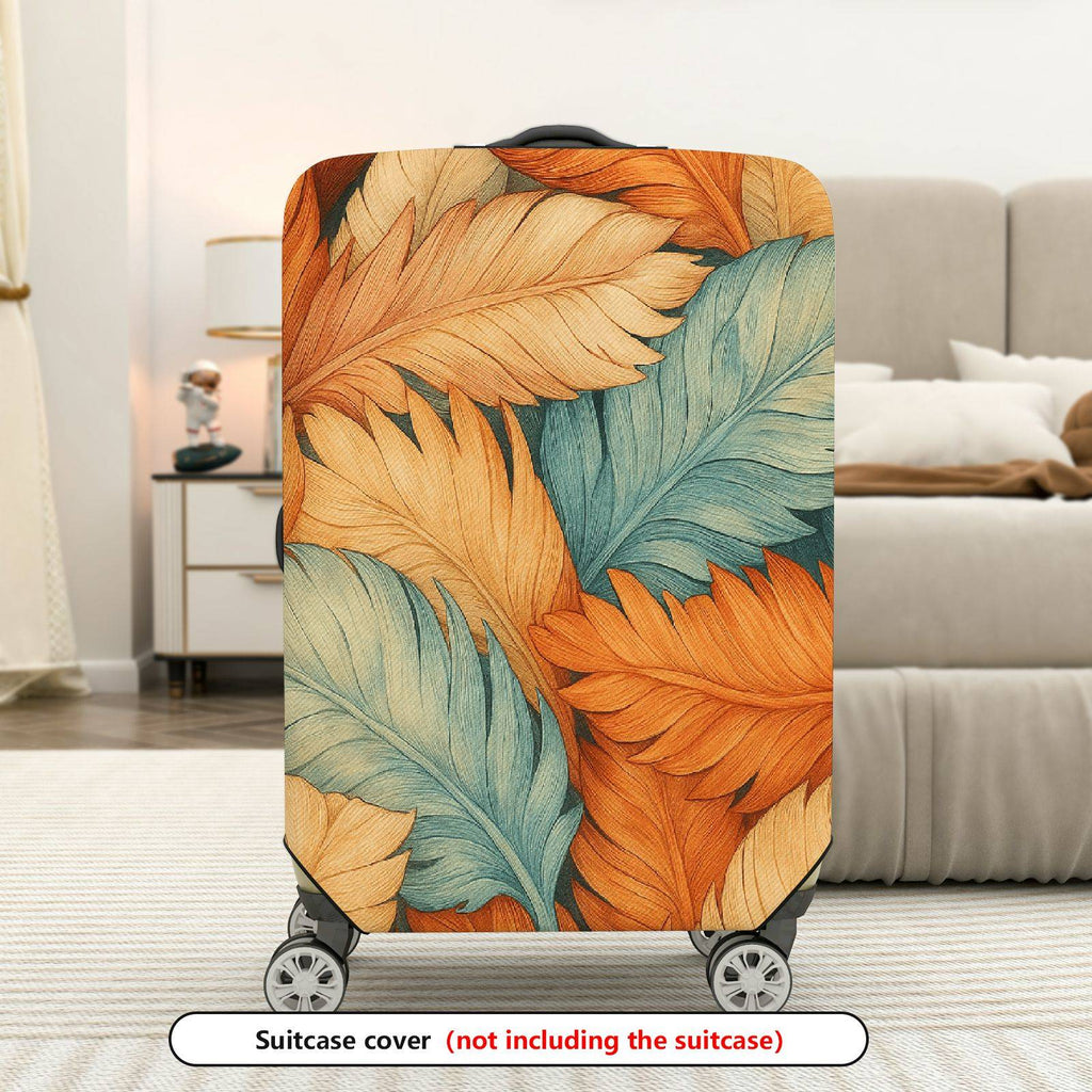1-Piece Autumn Leaf Pattern Colorful Decorative Artistic Feather  Suitcase Luggage Cover, Stretch Protective Sleeve