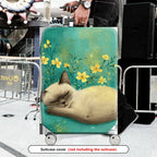 1-Piece Cute Floral Sleeping Cat Nature Artful  Suitcase Luggage Cover, Stretch Protective Sleeve