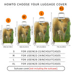 1-Piece Animal Nature Pastoral Green Buffalo Calf  Suitcase Luggage Cover, Stretch Protective Sleeve