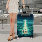 1-Piece Cow Landscape Night Sky Alien  Suitcase Luggage Cover, Stretch Protective Sleeve