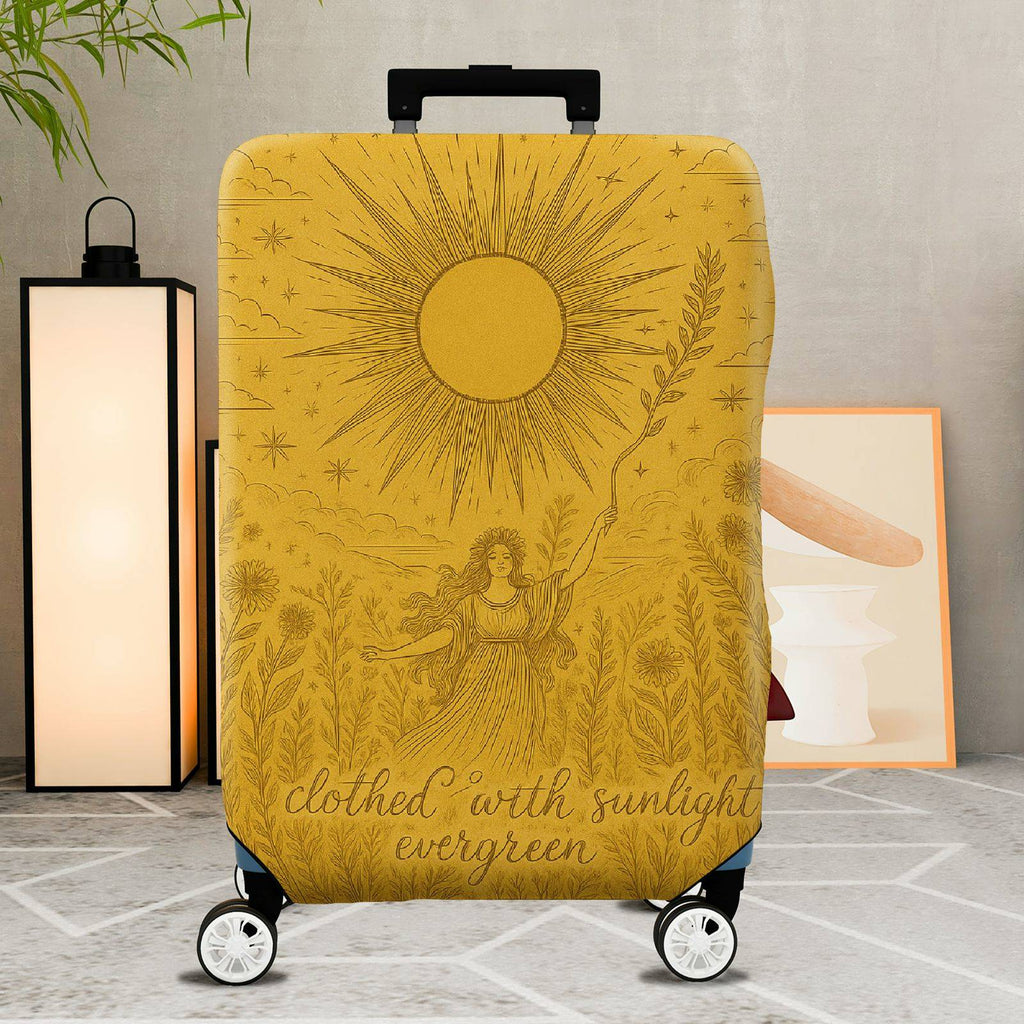 1-Piece Sunlight Nature Art Yellow Cosmic Vintage Bohemian  Suitcase Luggage Cover, Stretch Protective Sleeve