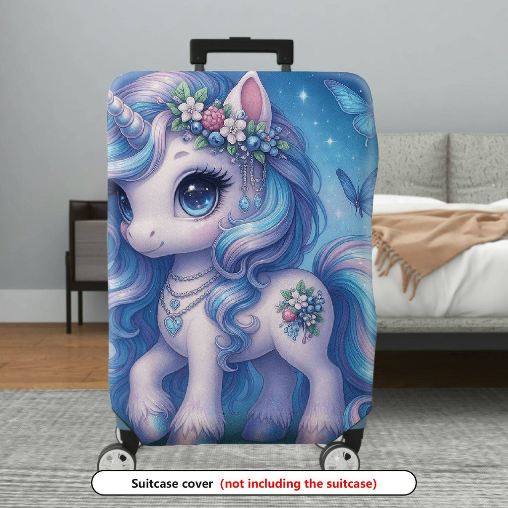 1-Piece Unicorn Painted Floral Butterfly  Suitcase Luggage Cover, Stretch Protective Sleeve