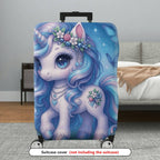 1-Piece Unicorn Painted Floral Butterfly  Suitcase Luggage Cover, Stretch Protective Sleeve