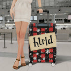 1-Piece Plaid Snowflake Rustic Winter Holiday Christmas  Suitcase Luggage Cover, Stretch Protective Sleeve