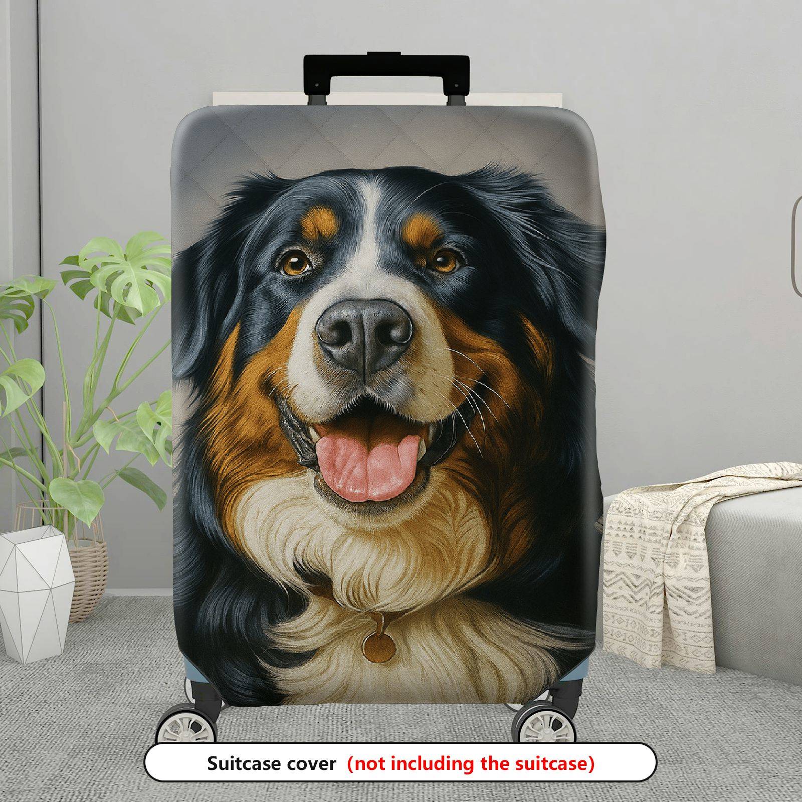1-Piece Animal Dog Print Pet Portrait Artistic Colorful Cute  Suitcase Luggage Cover, Stretch Protective Sleeve