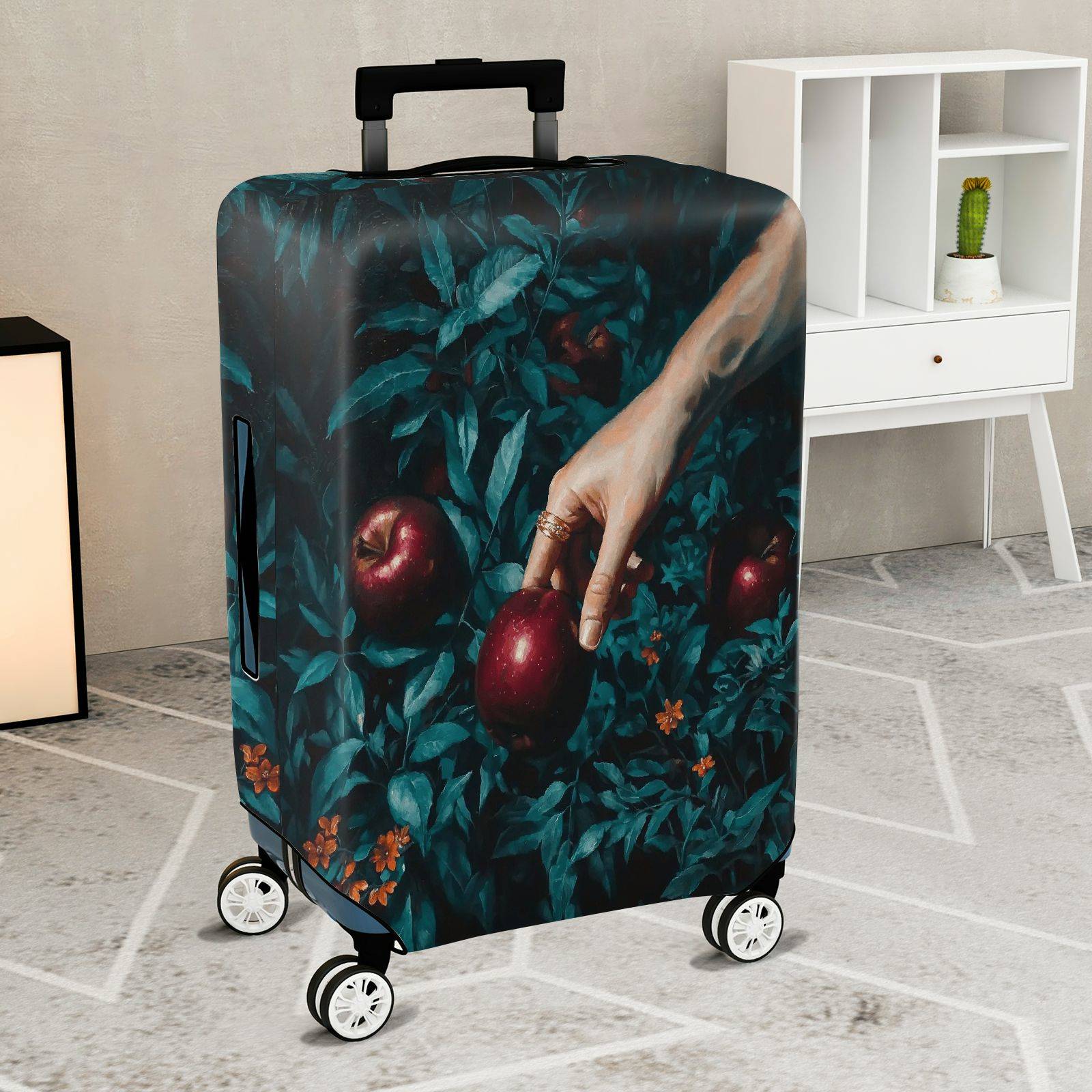 1-Piece Artistic Hand Apple Nature Botanical Floral  Suitcase Luggage Cover, Stretch Protective Sleeve