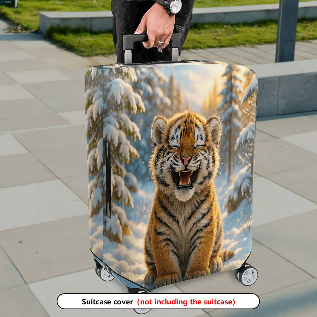 1-Piece Cute Snowy Forest Tiger Animal Print  Suitcase Luggage Cover, Stretch Protective Sleeve