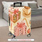 1-Piece Gift Coffee Leopard Candy Ornament Holiday  Suitcase Luggage Cover, Stretch Protective Sleeve