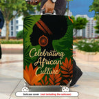 1-Piece African Culture Green Orange Black Silhouette Leaves  Suitcase Luggage Cover, Stretch Protective Sleeve