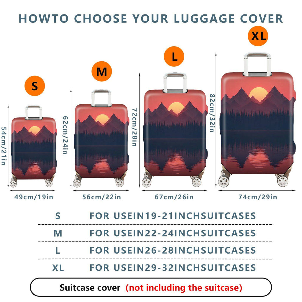 1-Piece Sunset Mountain Forest Landscape Travel  Suitcase Luggage Cover, Stretch Protective Sleeve