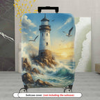 1-Piece Lighthouse Ocean Waves Seagulls Sunset Landscape  Suitcase Luggage Cover, Stretch Protective Sleeve