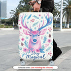 1-Piece Deer Floral Pattern Colorful Magical Holiday Seasonal  Suitcase Luggage Cover, Stretch Protective Sleeve