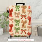 1-Piece Plaid Bow Knot Pattern Ribbon Checkered Holiday Chic  Suitcase Luggage Cover, Stretch Protective Sleeve