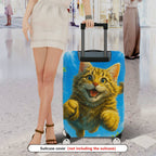 1-Piece Cute Playful Kitten Blue Sky Green Leaves  Suitcase Luggage Cover, Stretch Protective Sleeve
