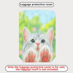 1-Piece Cute Cat Paw Rain Drop Nature Art Colorful  Suitcase Luggage Cover, Stretch Protective Sleeve