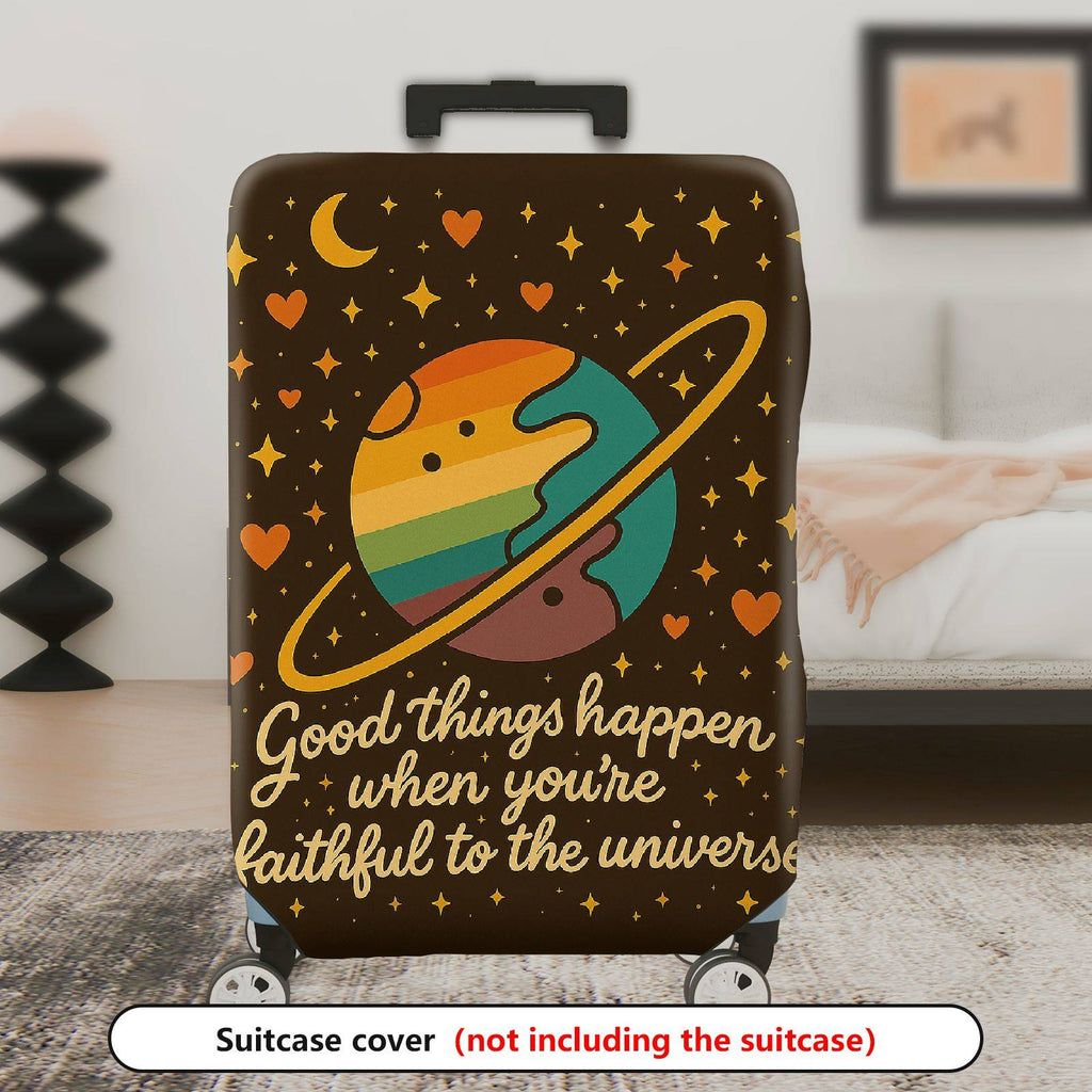 1-Piece Cosmic Planet Rainbow Heart Moon Star  Suitcase Luggage Cover, Stretch Protective Sleeve