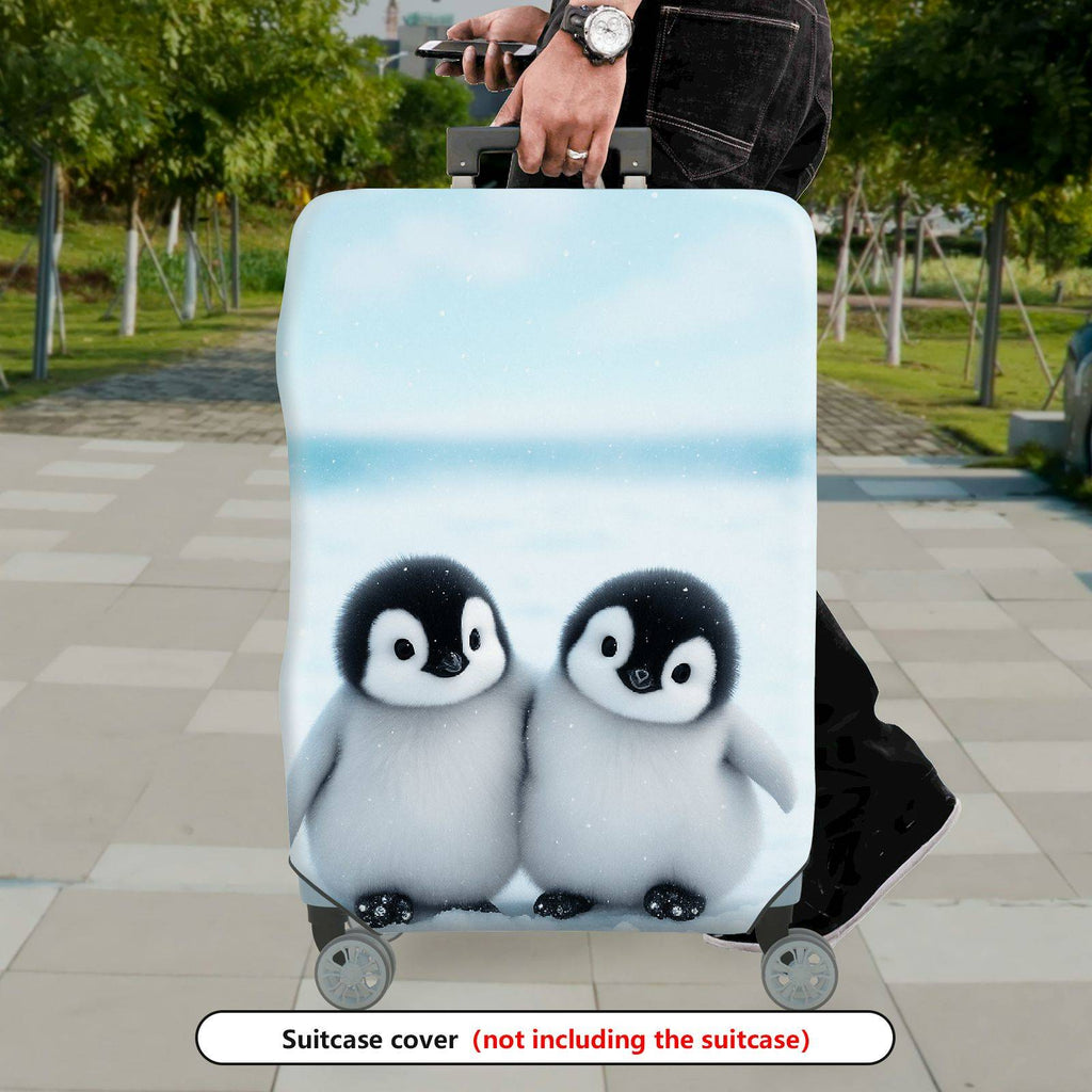 1-Piece Cute Adorable Winter Penguin Snow Friends  Suitcase Luggage Cover, Stretch Protective Sleeve