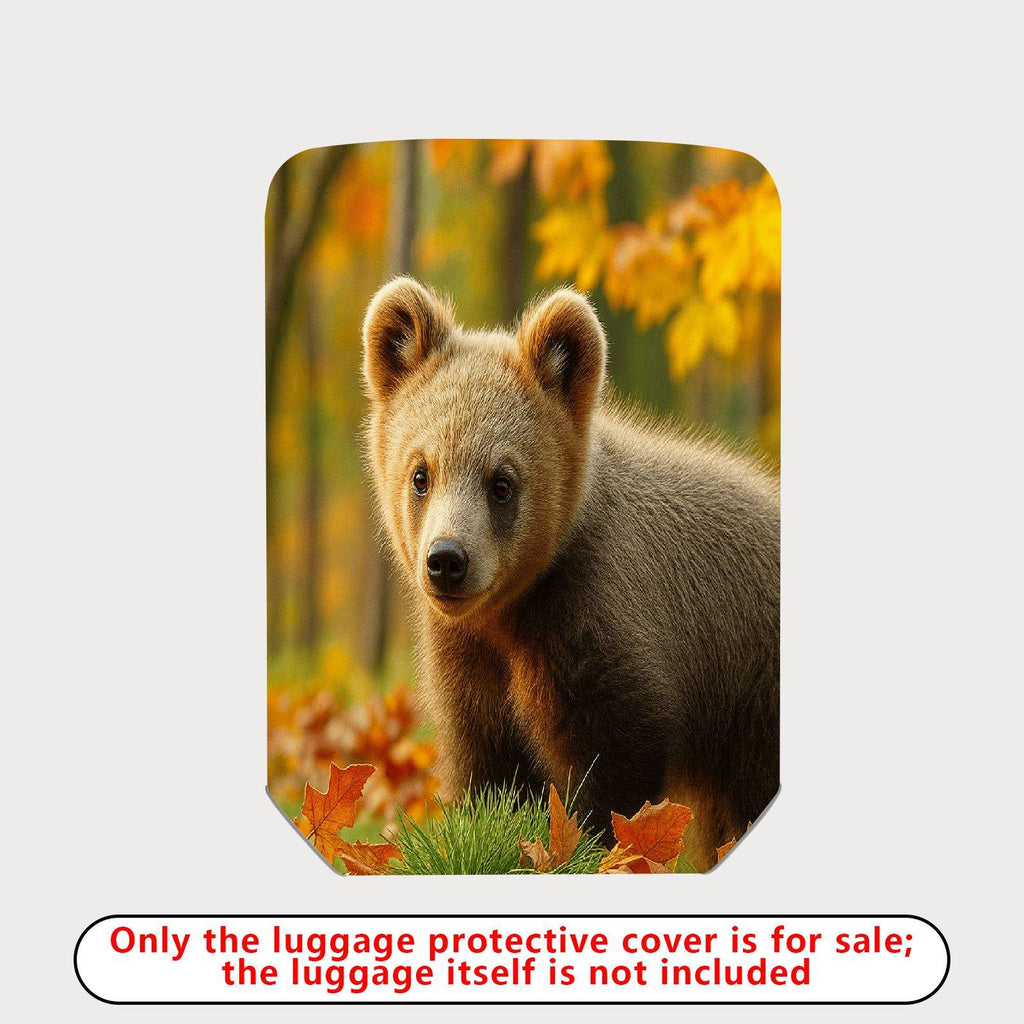 1-Piece Cute Bear Autumn Forest Wildlife Nature Scenic  Suitcase Luggage Cover, Stretch Protective Sleeve