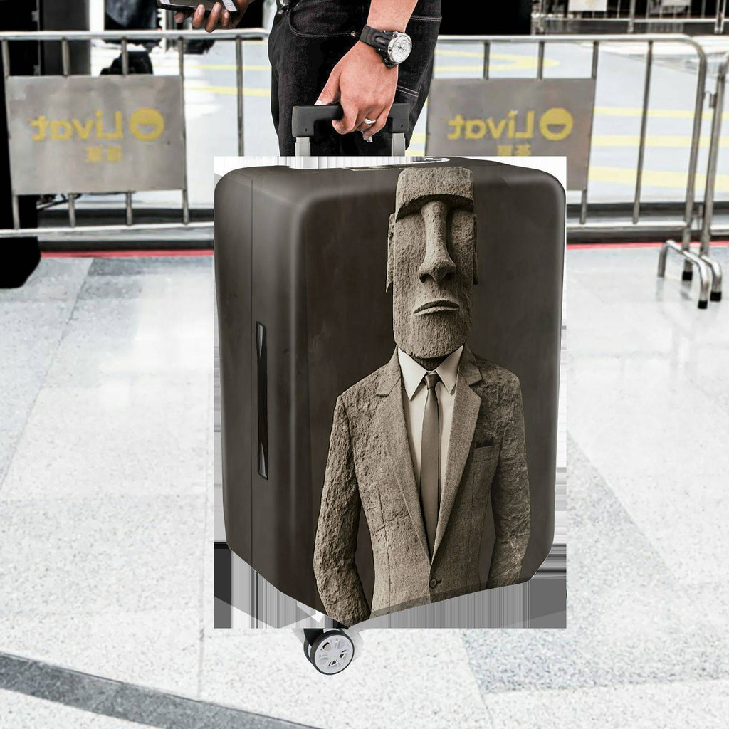 1-Piece Abstract Sculpture Suit Moai Art Stone  Suitcase Luggage Cover, Stretch Protective Sleeve