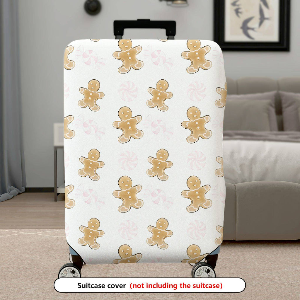1-Piece Gingerbread Candy Christmas Holiday Festive  Suitcase Luggage Cover, Stretch Protective Sleeve