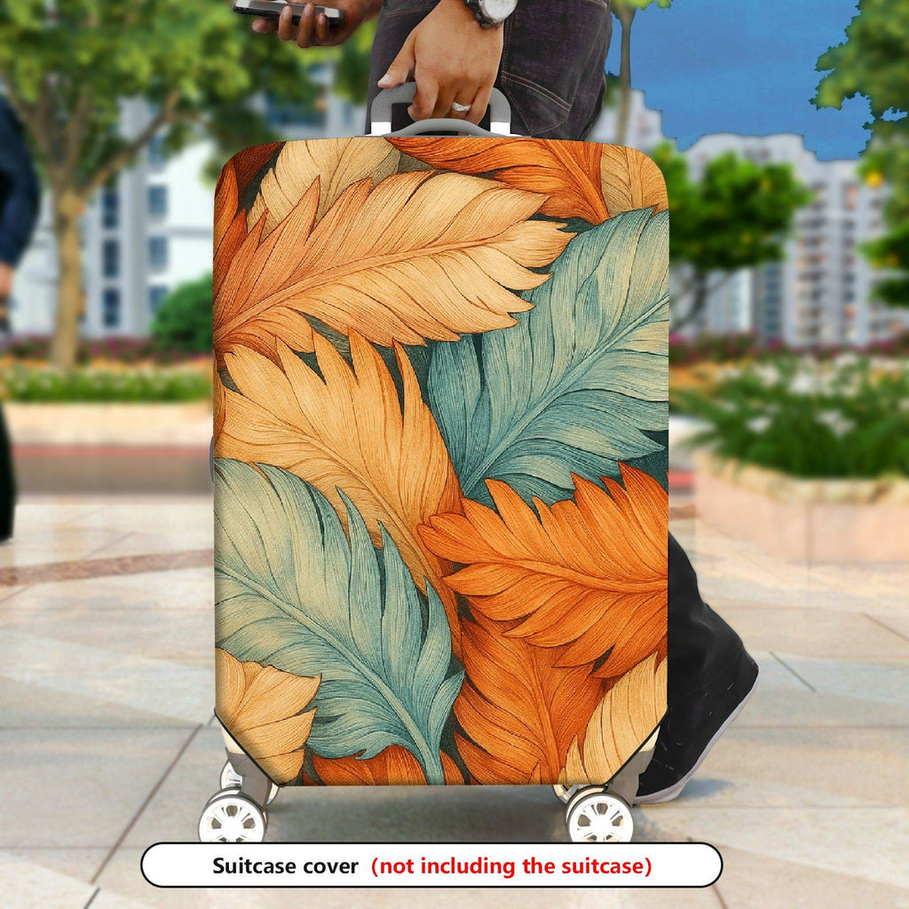 1-Piece Autumn Leaf Pattern Colorful Decorative Artistic Feather  Suitcase Luggage Cover, Stretch Protective Sleeve