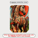 1-Piece Artistic Horse Mountain Abstract Red Modern  Suitcase Luggage Cover, Stretch Protective Sleeve
