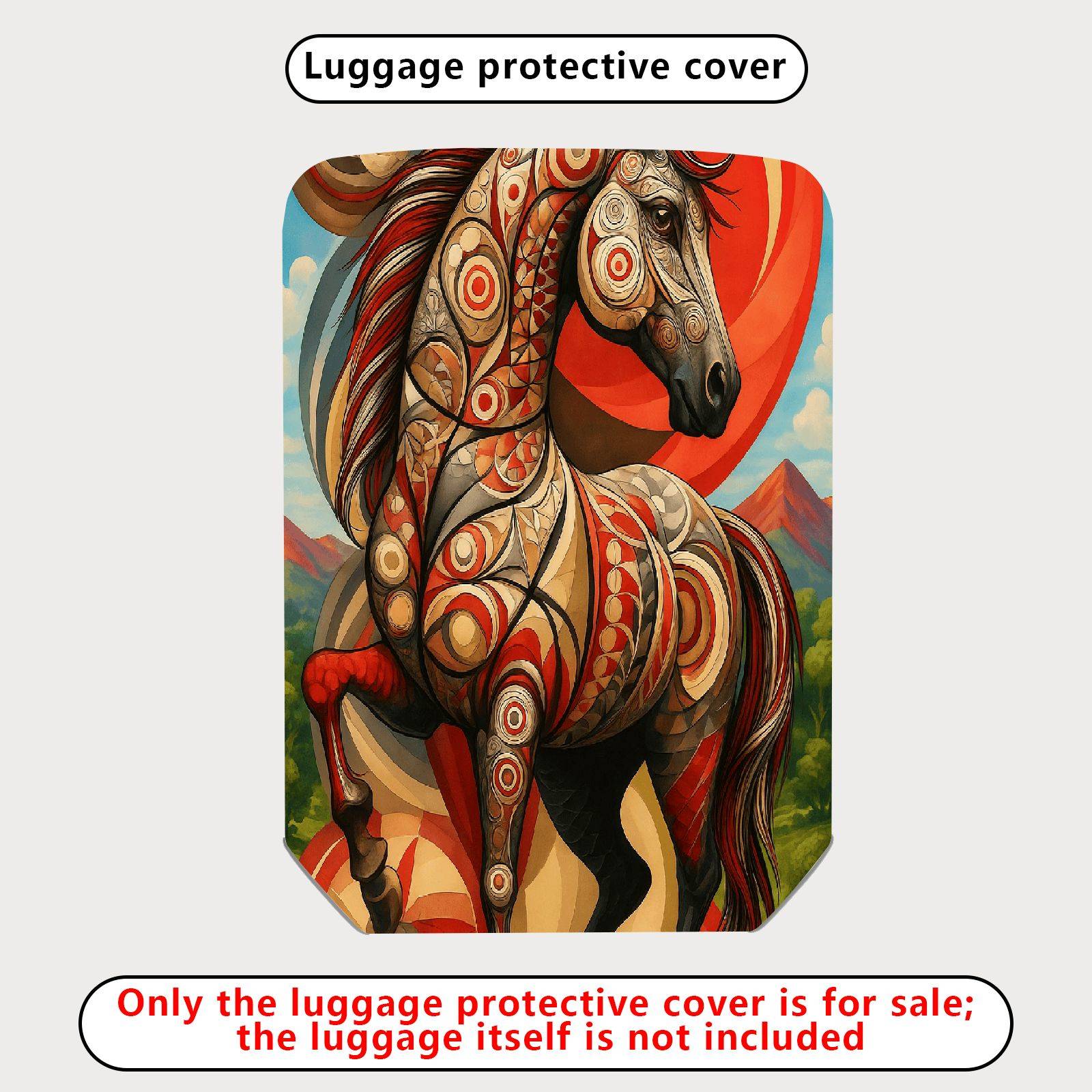 1-Piece Artistic Horse Mountain Abstract Red Modern  Suitcase Luggage Cover, Stretch Protective Sleeve