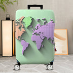 1-Piece World Map Travel Destination Pattern Multicolor Geometric  Suitcase Luggage Cover, Stretch Protective Sleeve