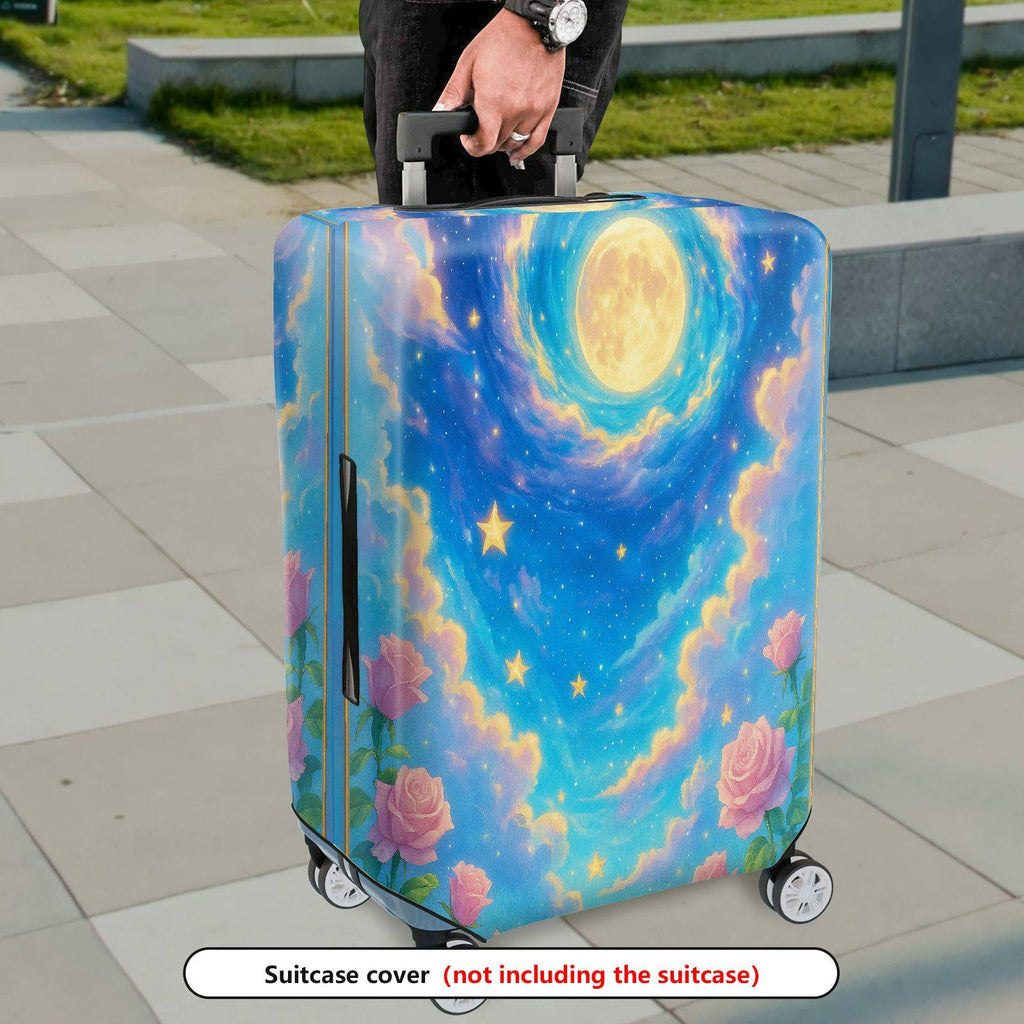 1-Piece Moon Star Rose Artistic Fantasy Dreamy  Suitcase Luggage Cover, Stretch Protective Sleeve