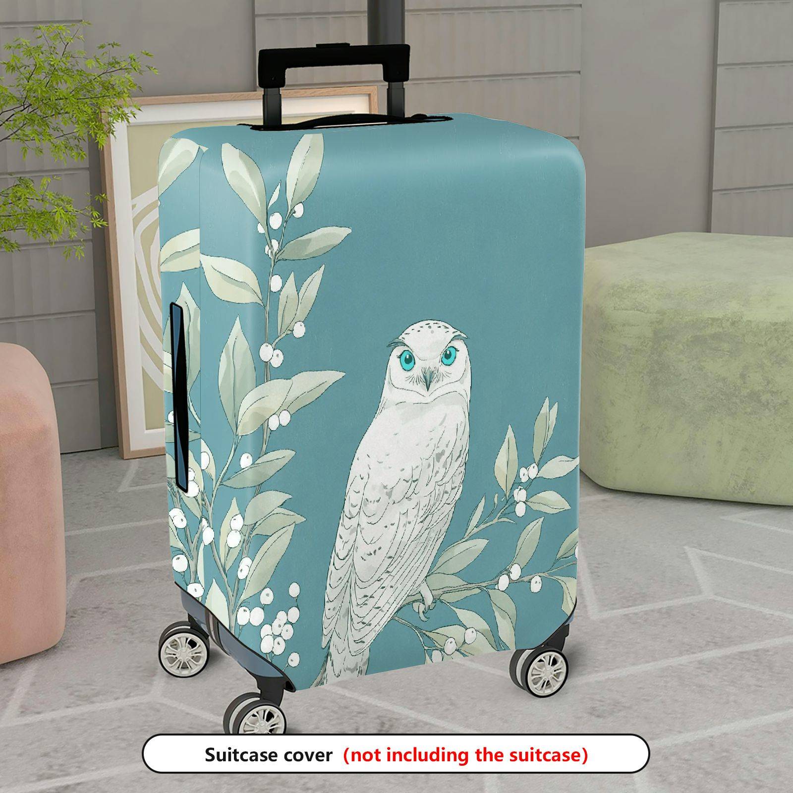 1-Piece Nature Floral Bird Animal Owl  Suitcase Luggage Cover, Stretch Protective Sleeve