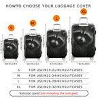 1-Piece Cute Raccoon Animal Black Floral Dandelion  Suitcase Luggage Cover, Stretch Protective Sleeve