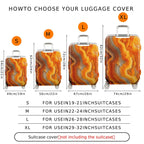 1-Piece Abstract Geometric Orange Blue Wave Dynamic Artistic  Suitcase Luggage Cover, Stretch Protective Sleeve