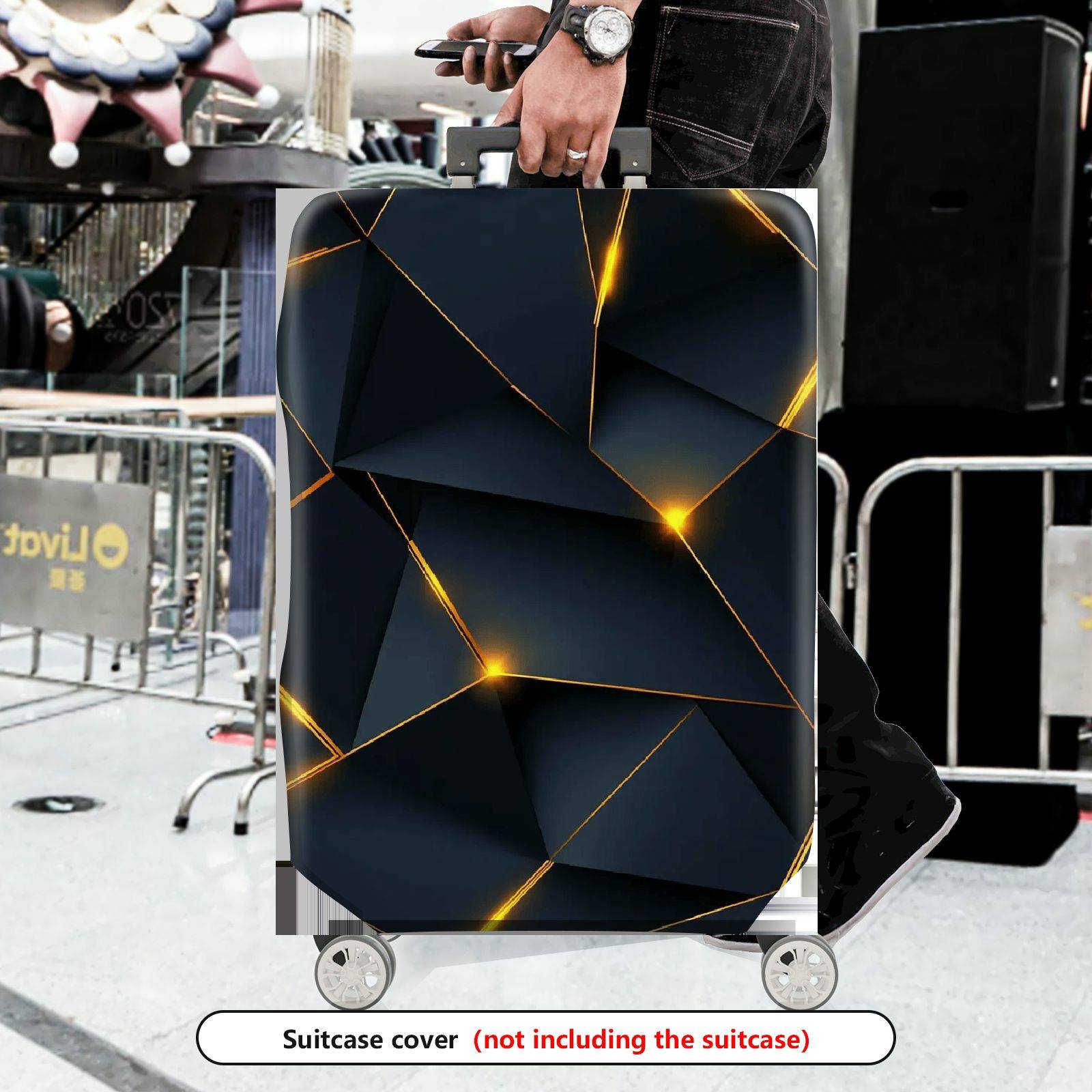 1-Piece Geometric Abstract Modern Artistic Elegant Stylish  Suitcase Luggage Cover, Stretch Protective Sleeve